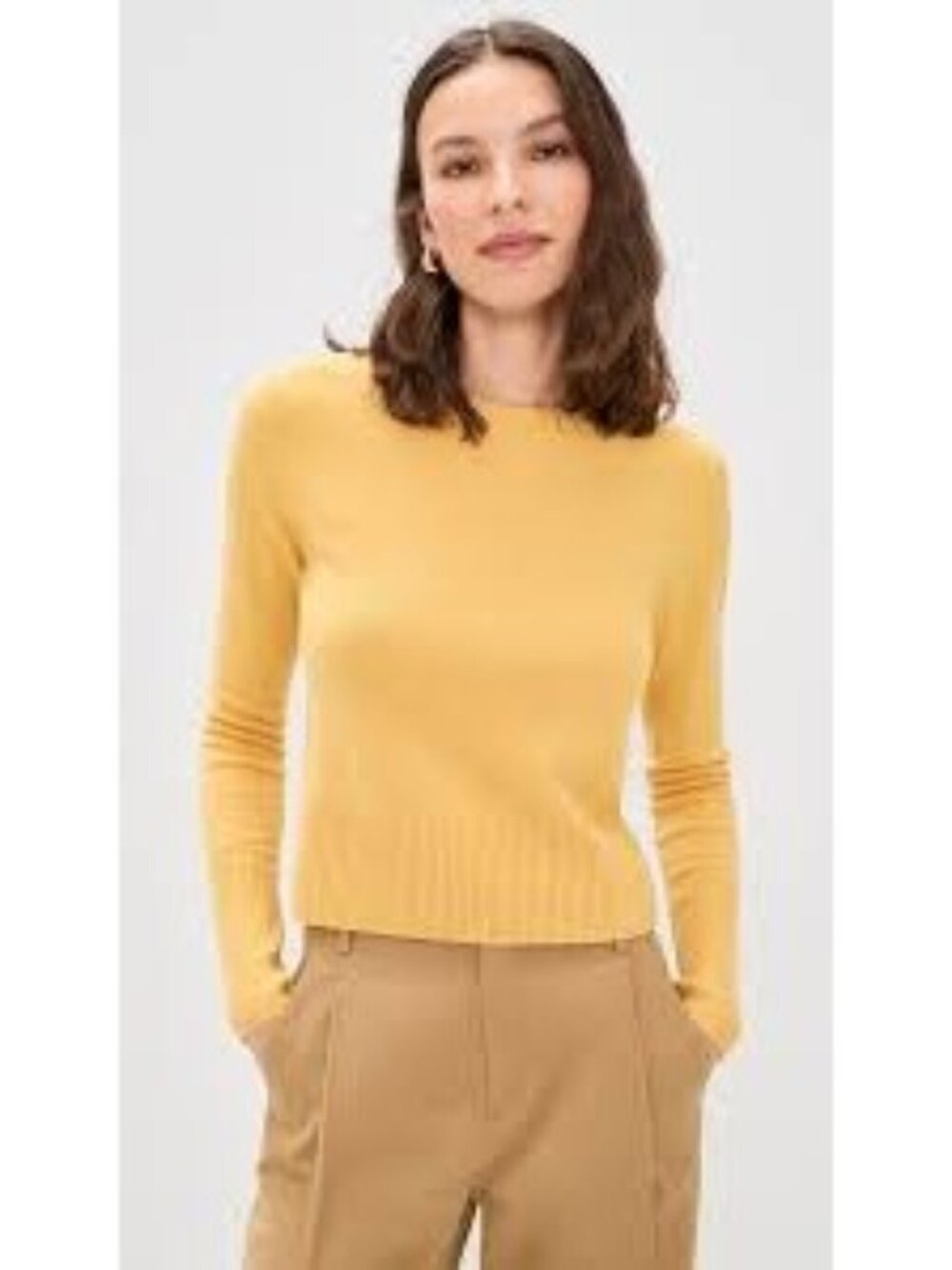 Jenni Kayne Cashmere Crew Neck Sweater Small Golden AS IS